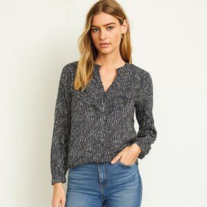 HEARTLOOM Ruffle Sleeve Button up V Neck Blouse Multicolor Womens M Contemporary
